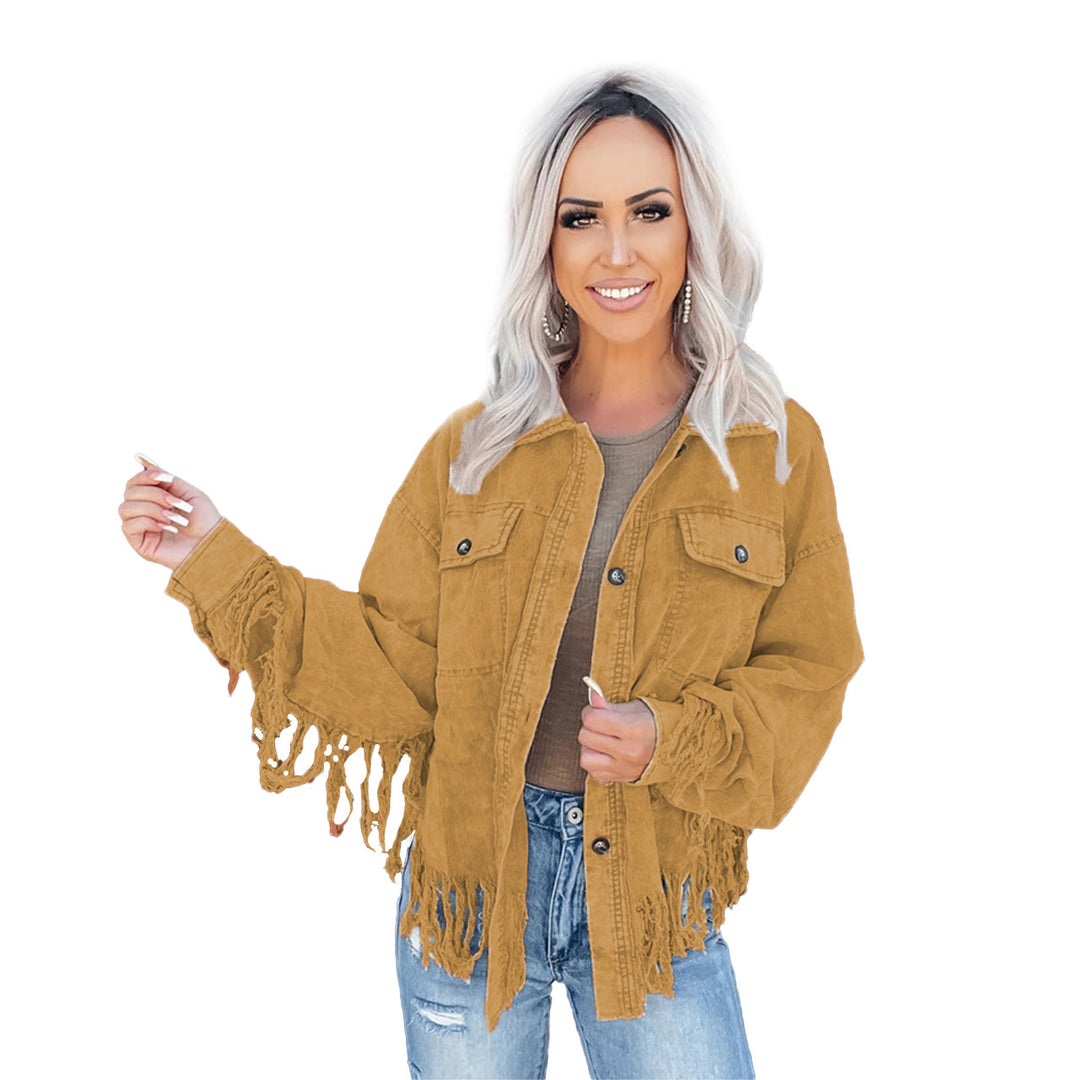 Damen Fransen-Jacke aus Denim im lässigen Oversize-Schnitt Drune