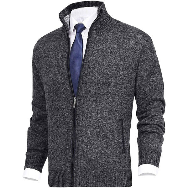 Herren nan Strickjacke mit Stehkragen und verdecktem Reißverschluss Drune