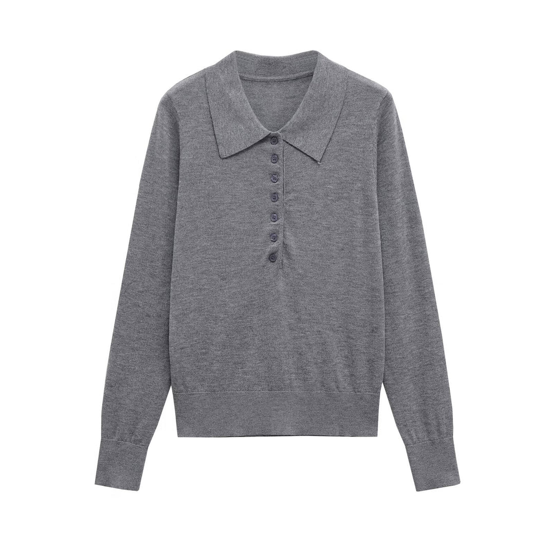 Damen Langarm-Polo mit Knopfleiste und klassischem Kragen Drune
