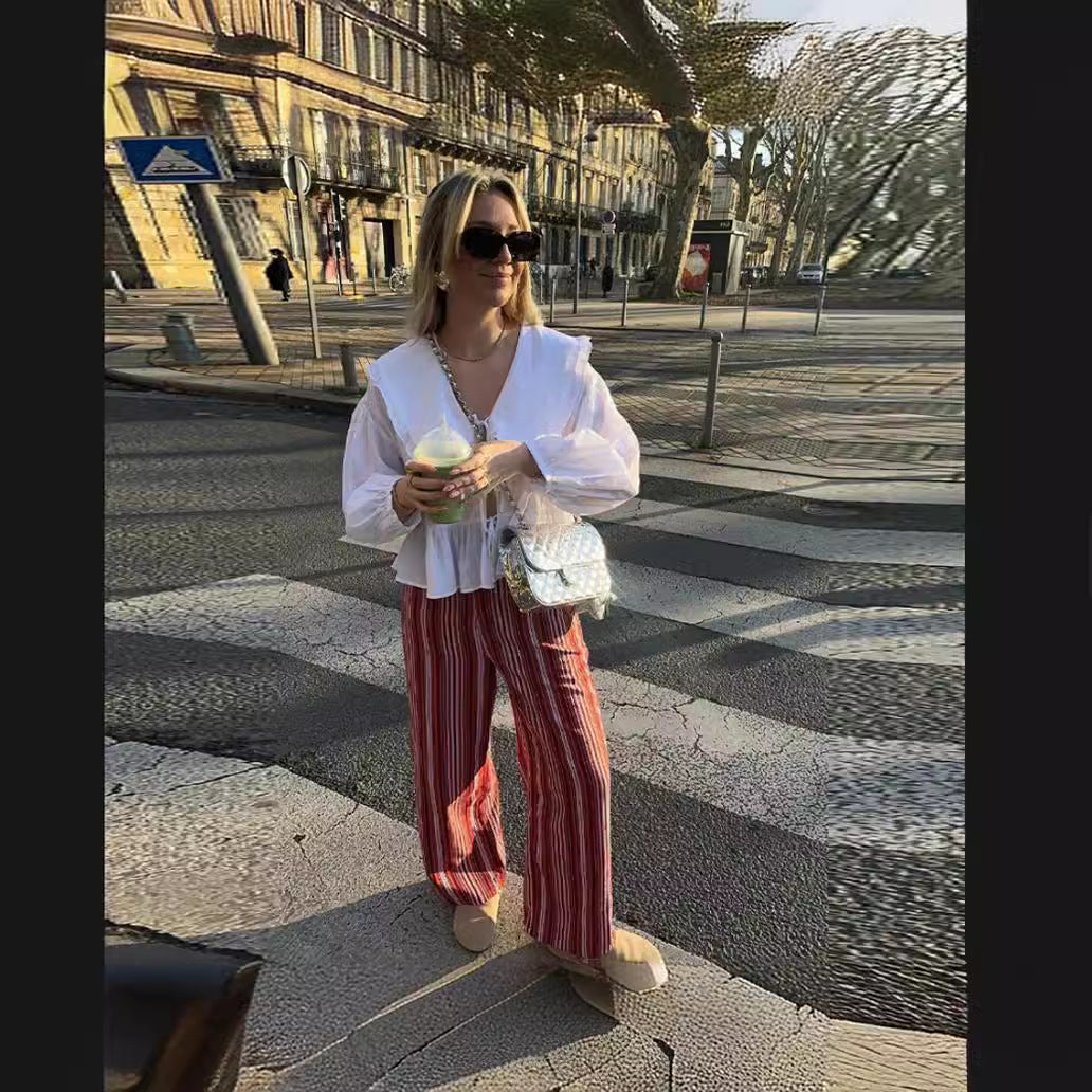 Damen Bluse mit Rüschendetails und tailliertem Schnitt Drune