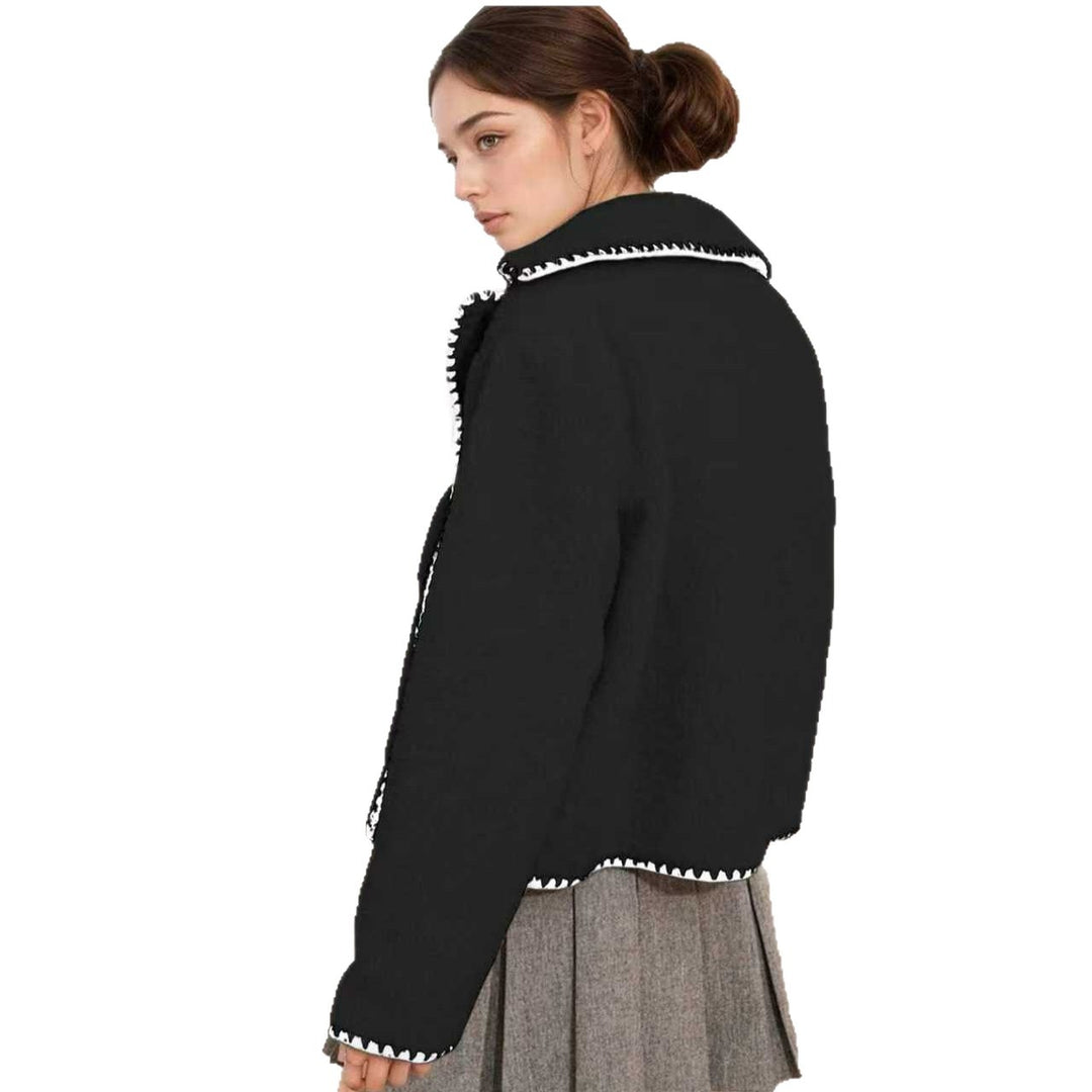 Damen modische Übergangsjacke mit kontrastierenden Nähdetails Drune