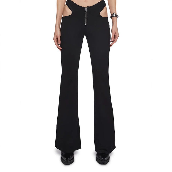 Damen Figurbetonte Schlaghose mit seitlichen Cut-Outs Drune
