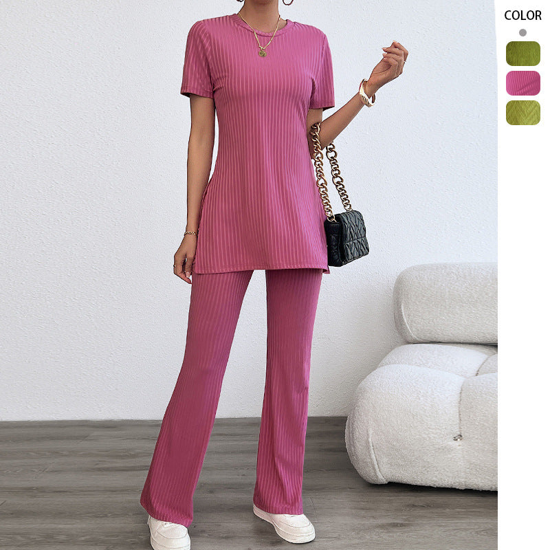 Damen lässiges Zweiteiliges Set im modernen Rippenlook mit hohem Tragekomfort Drune
