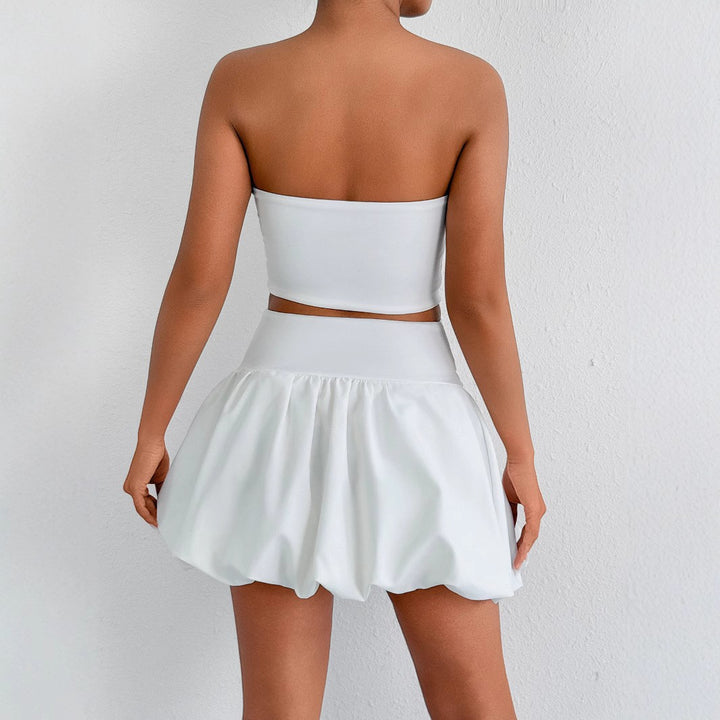 Damen Bandeau Mini Kleid mit Cut-Out-Details und voluminösem Rock Drune