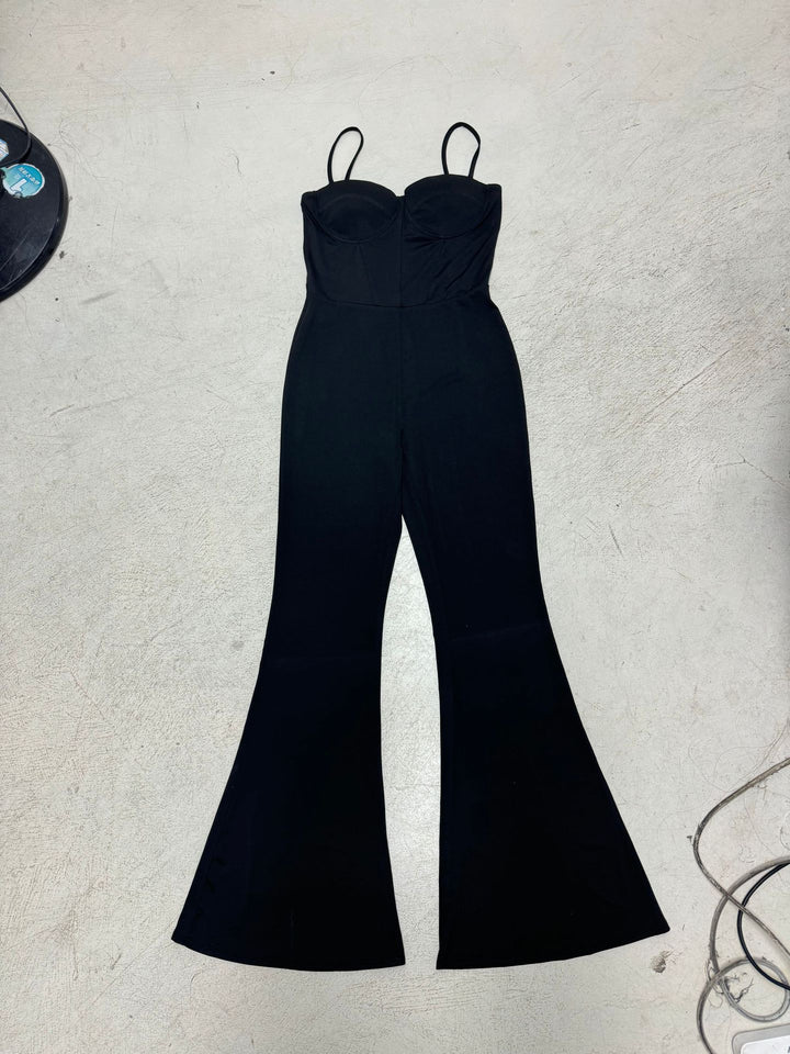 Damen Figurbetontes Jumpsuit mit raffinierten Trägern und weitem Bein Drune