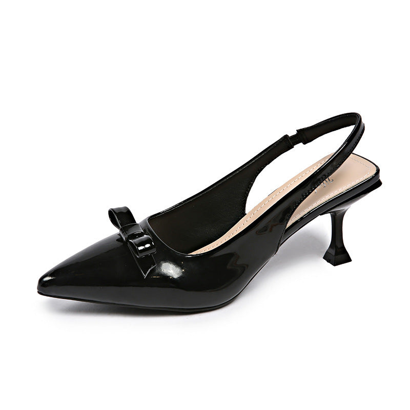 Damen Elegante Spitzenzehen Slingback Absatzschuhe mit Schleifendetail Drune
