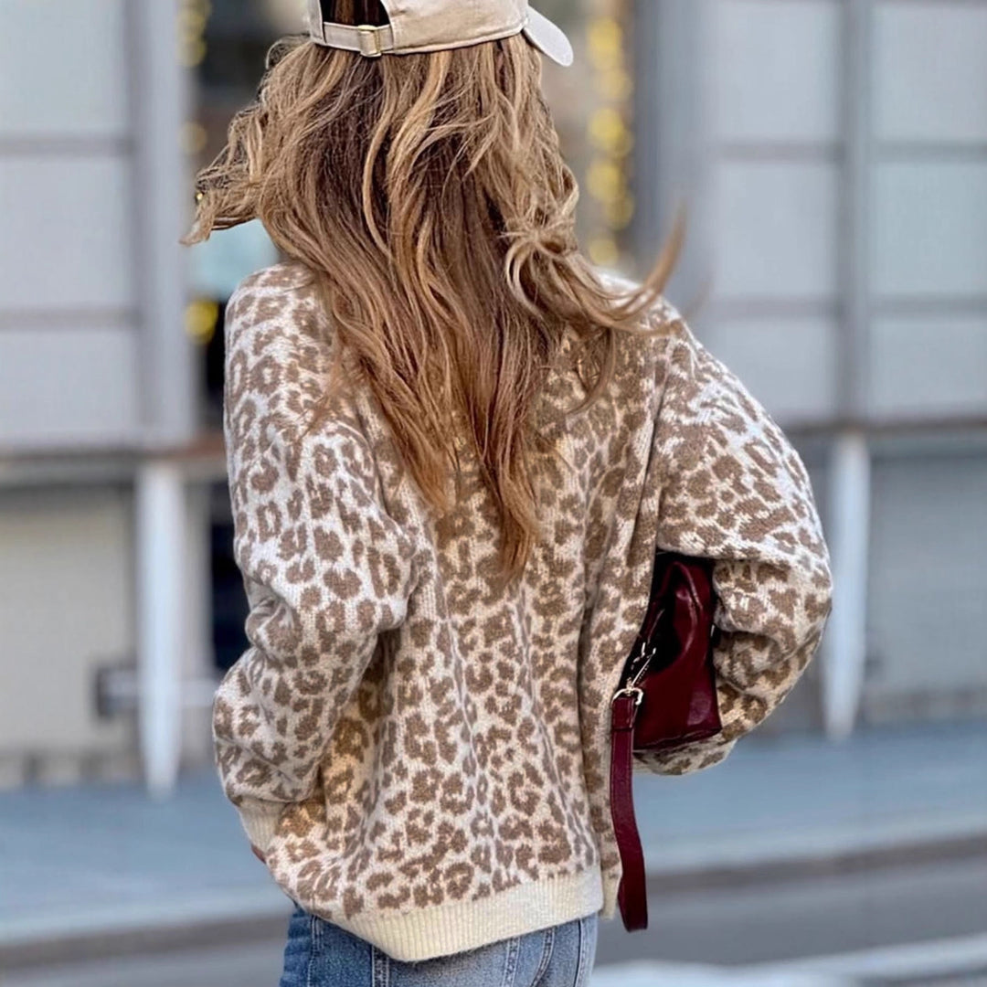 Damen lässiger Tierprints Pullover Drune