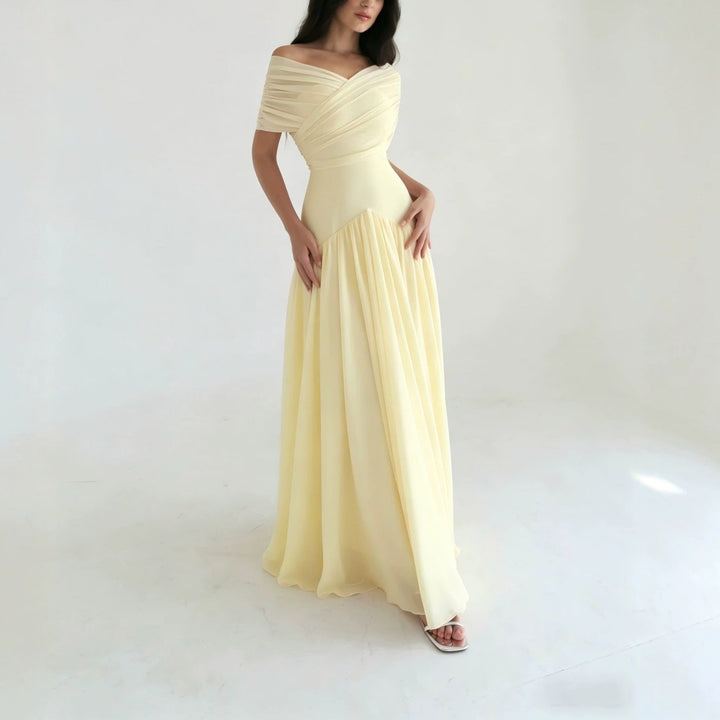 Damen Elegantes Maxikleid mit Wickeloptik und transparenten Ärmeln Drune