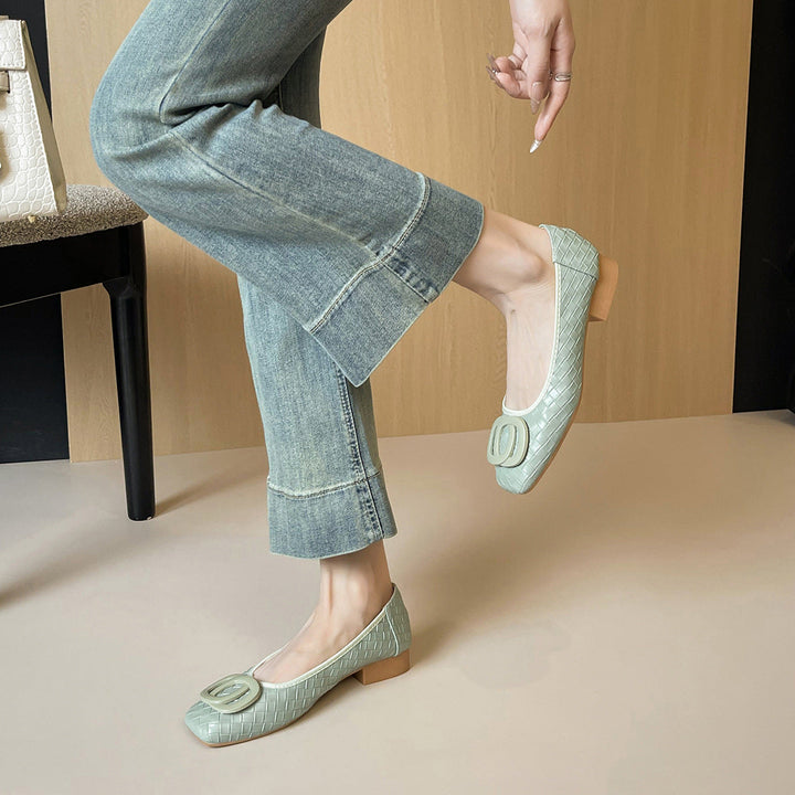 Damen Ballerinas mit schickem Reliefmuster und modischem Schnallenakzent Drune