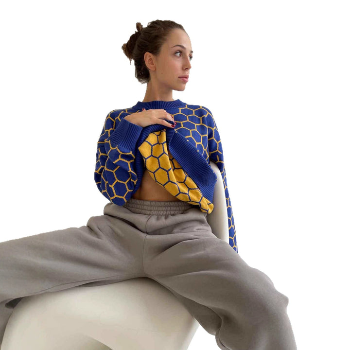 Damen Pullover mit exklusivem Wabenmuster und komfortablem Schnitt Drune