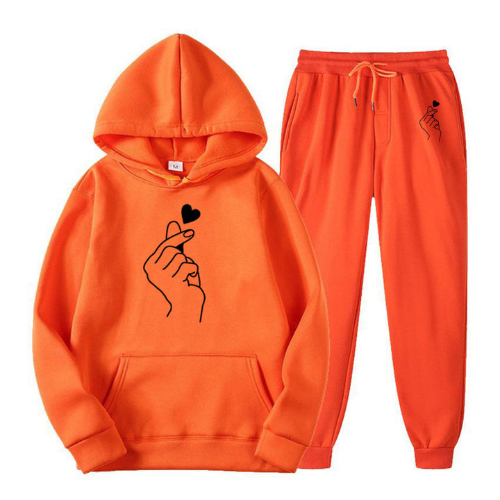 Damen Jogginganzug mit kreativem Herzmotiv und bequemer Passform Drune