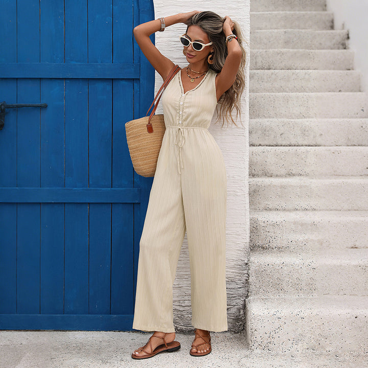 Damen lässiger Jumpsuit mit elastischem Bund und praktischen Taschen Drune