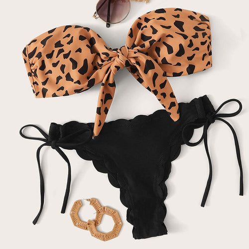 Damen Bandeau-Bikini mit modischem Knotendetail Drune