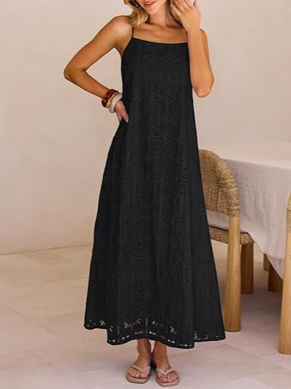 Damen Maxikleid mit filigranem Lochmuster Drune