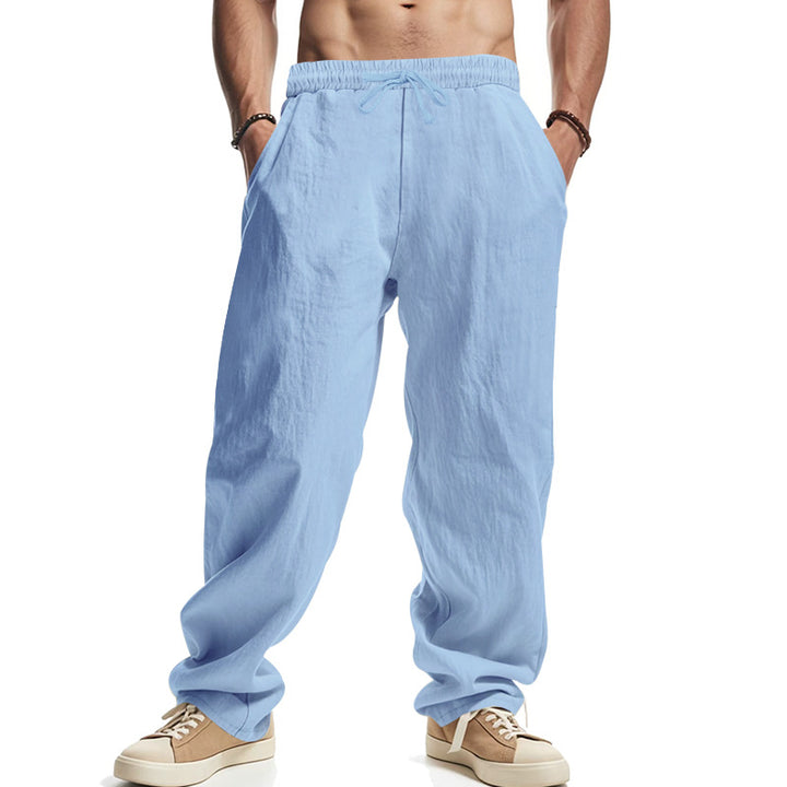 Herren lockere Sommer-Cargohose aus atmungsaktivem Material mit verstellbarem Kordelzug Drune