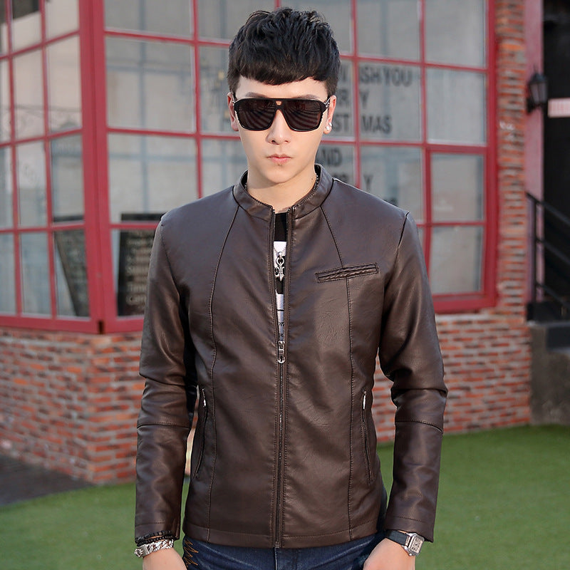 Herren modische Kunstlederjacke mit stylischem Steppdesign Drune
