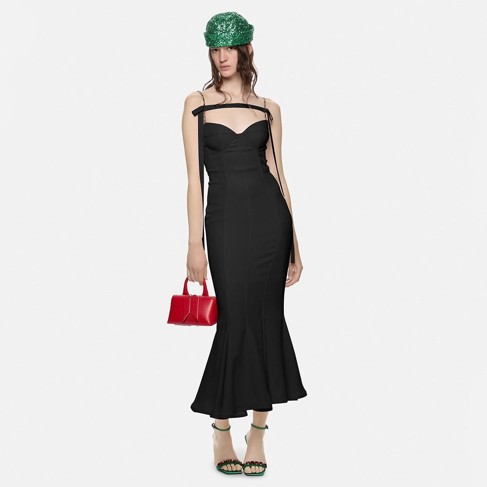 Damen Elegantes Meerjungfrauen-Kleid mit schulterfreier und taillierter Passform Drune