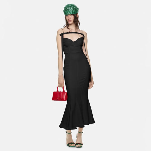 Damen Elegantes Meerjungfrauen-Kleid mit schulterfreier und taillierter Passform Drune