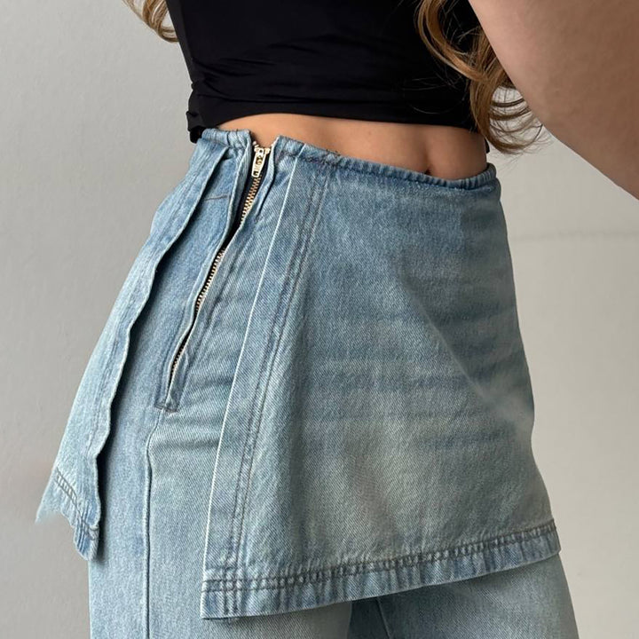 Damen Lässige Destroyed Jeans mit asymmetrischem Schnitt und weit geschnittenem Bein Drune