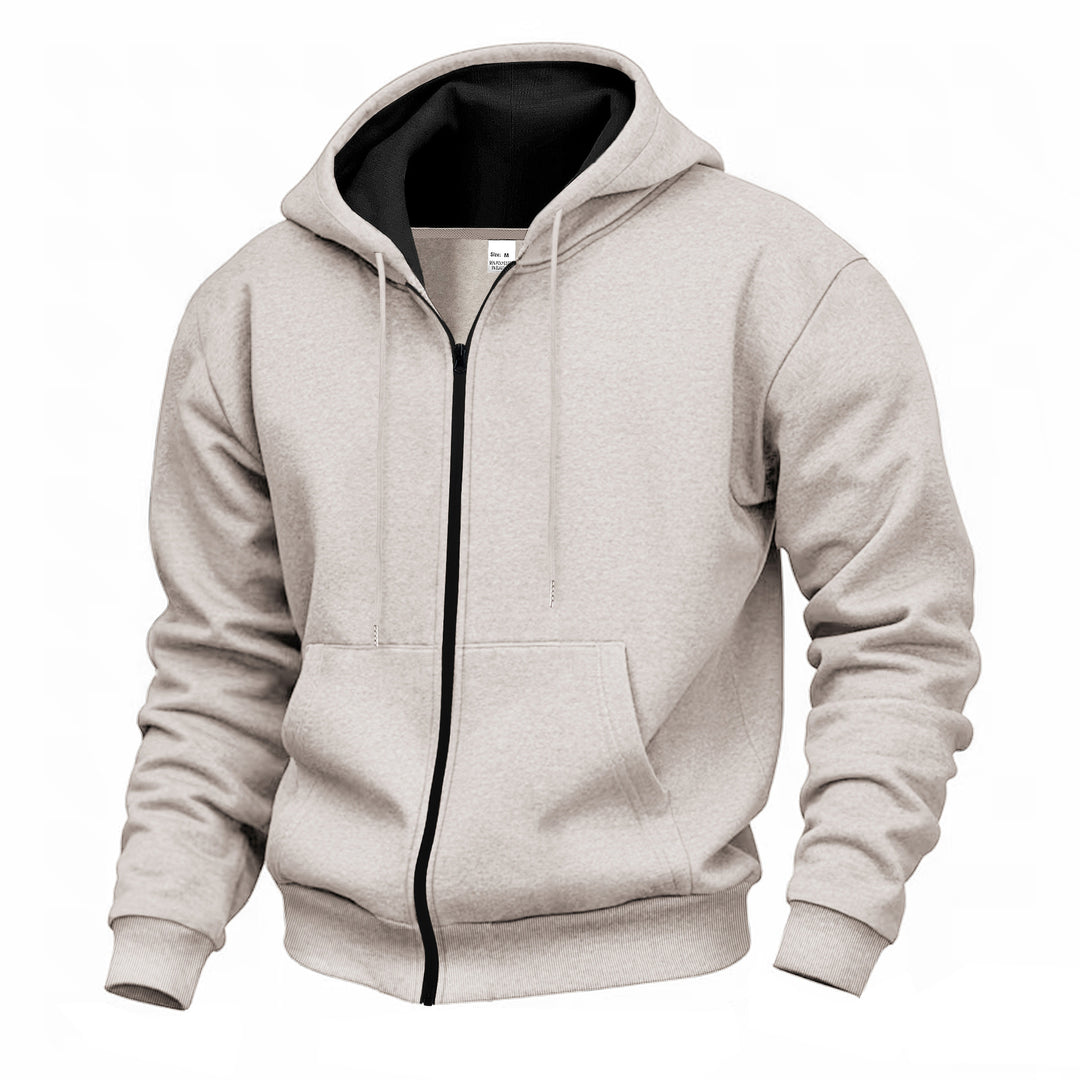 Herren Kapuzenpullover mit hoher Kragen- und doppellagiger Kapuze Drune