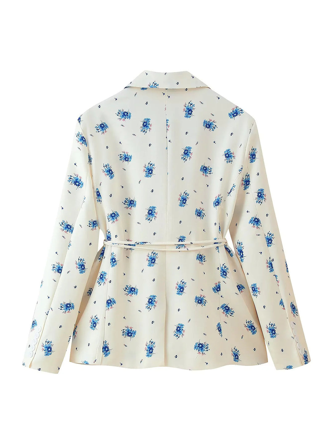 Damen taillierter Blazer mit floralem Muster und Bindegürtel Drune