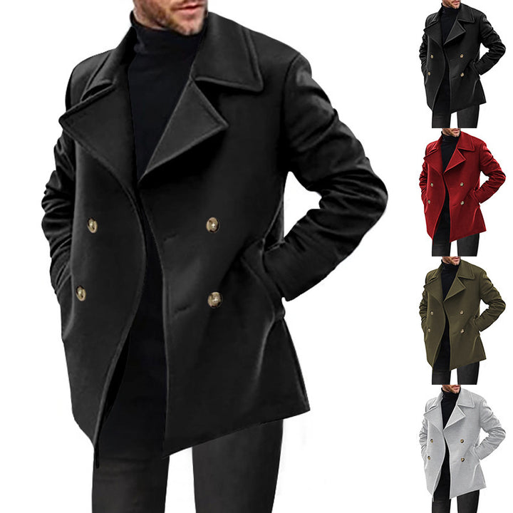 Herren Designer Wollmantel mit doppelter Knopfleiste Drune