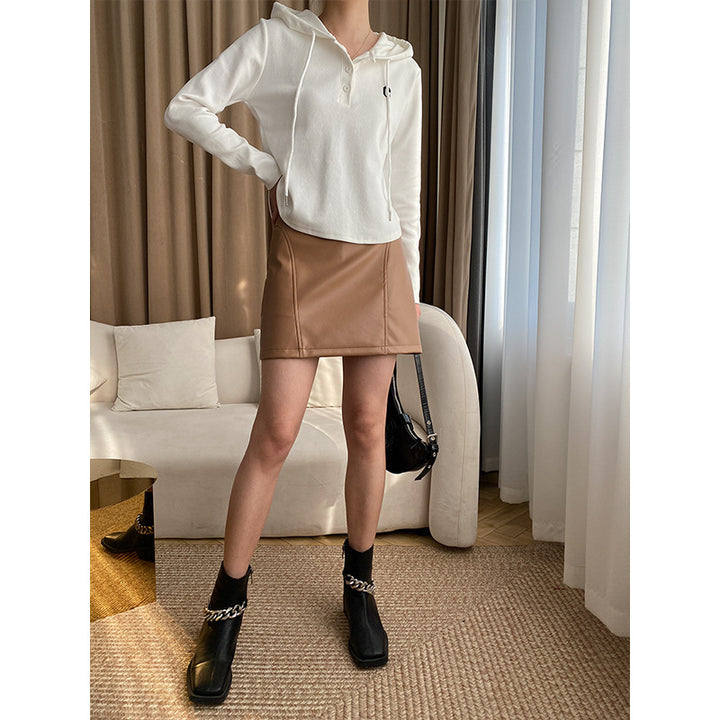 Damen lässiger Kapuzenpullover mit feiner Knopfleiste und praktischen Details Drune