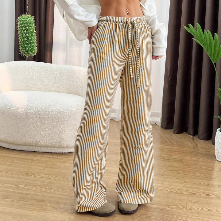 Damen lässige hohe Bundhose mit gestreiftem Design Drune