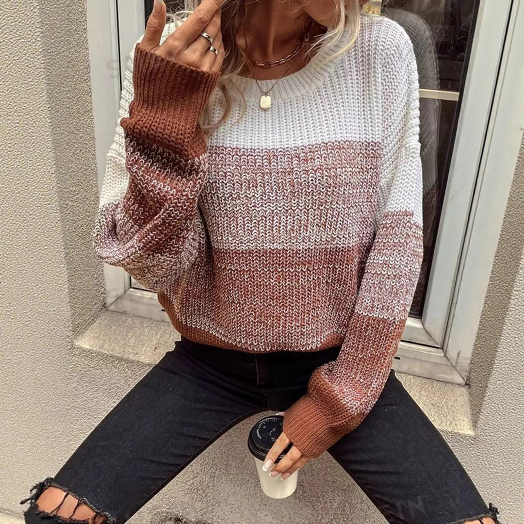 Damen Strickpullover im modernen Blockstreifen-Design Drune