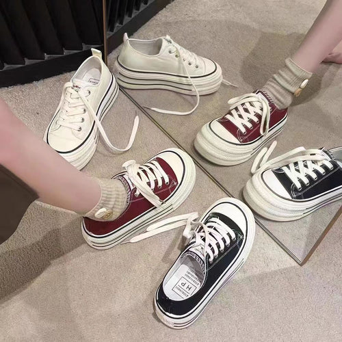 Damen Plateau Sneakers mit modischem Design und strapazierfähigem Obermaterial Drune