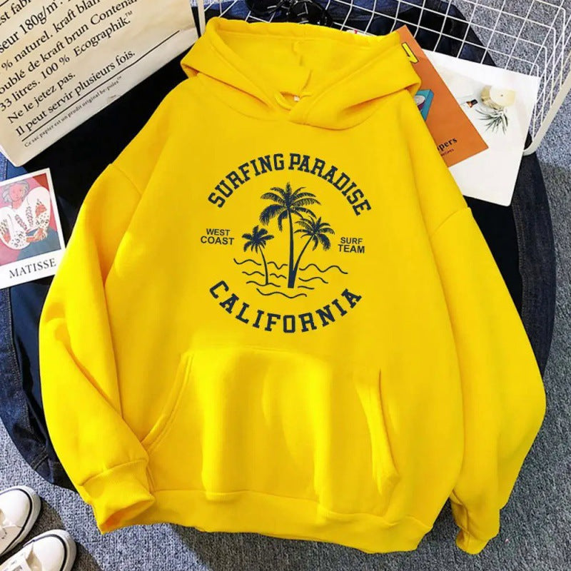 Damen Kapuzenpullover mit lässigem Surf-Motiv und hochwertiger Baumwollmischung Drune