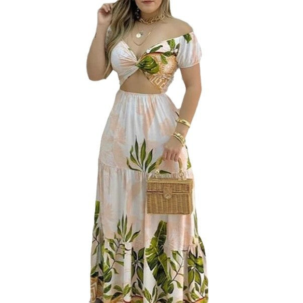 Damen Maxikleid mit tropischem Muster Drune