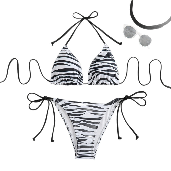 Damen Triangel-Bikini mit aufregendem Zebramuster und verstellbaren Bändern Drune