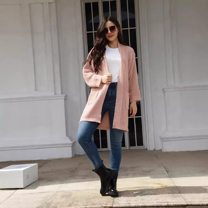 Damen weiter Strickcardigan mit offenen Taschen Drune