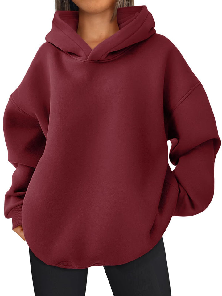 Damen nan kastiger Kapuzenpullover mit doppellagiger Kapuze, überschnittener Schulter und längerem Rückenteil Drune