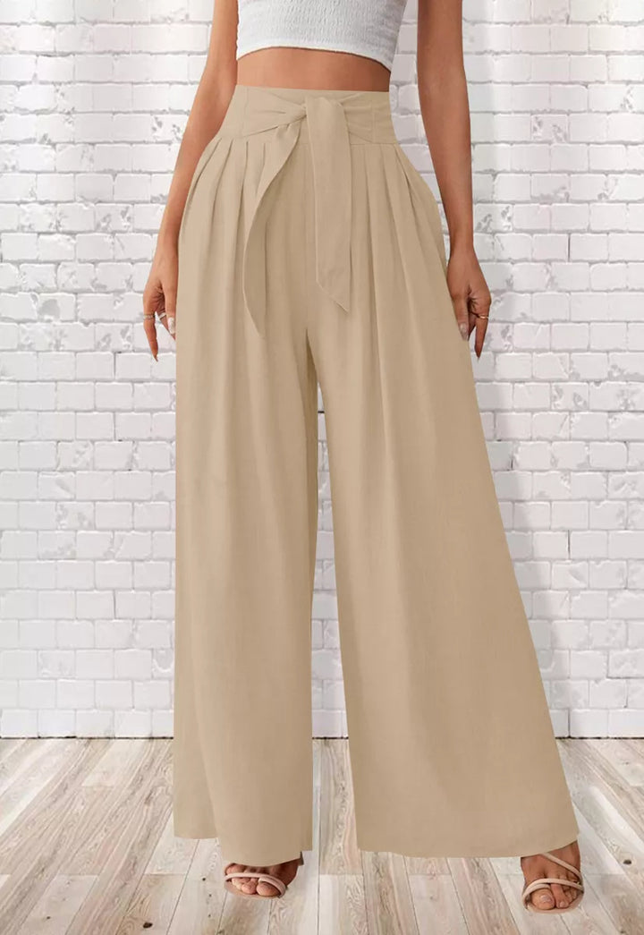 Damen Weite Hose mit hohen Bundfalten Drune