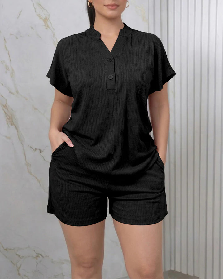 Damen Freizeit-Jumpsuit mit Knopfleiste und seitlichen Taschen Drune