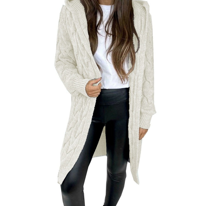 Damen Strickcardigan mit Kapuze und strukturiertem Muster Drune