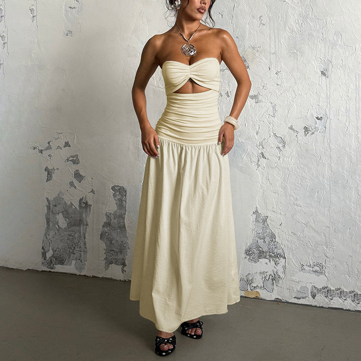 Damen Maxikleid mit schicker Schnittführung und raffiniertem Bauch-Detail Drune