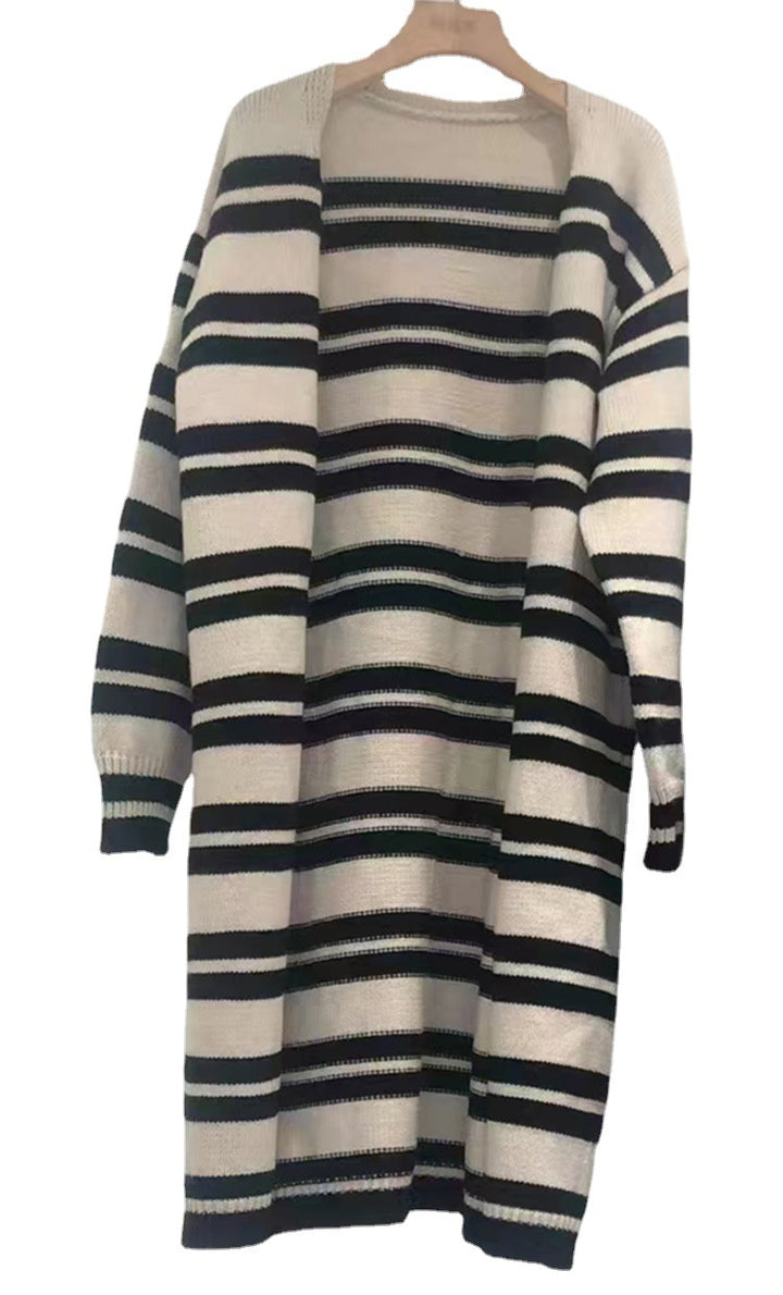 Damen Grobstrick-Cardigan mit breiten Streifen und lässigem Schnitt Drune