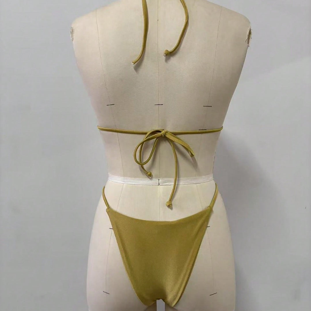 Damen Triangel-Bikini-Set mit modischen Metallringen Drune