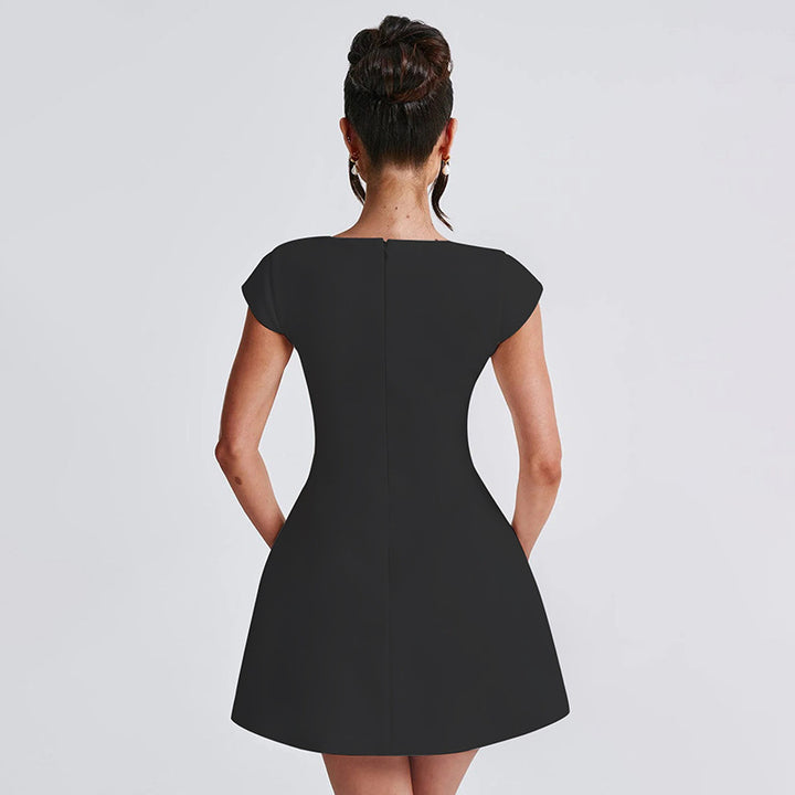 Damen Minikleid mit quadratischem Ausschnitt und ausgestelltem Rock Drune