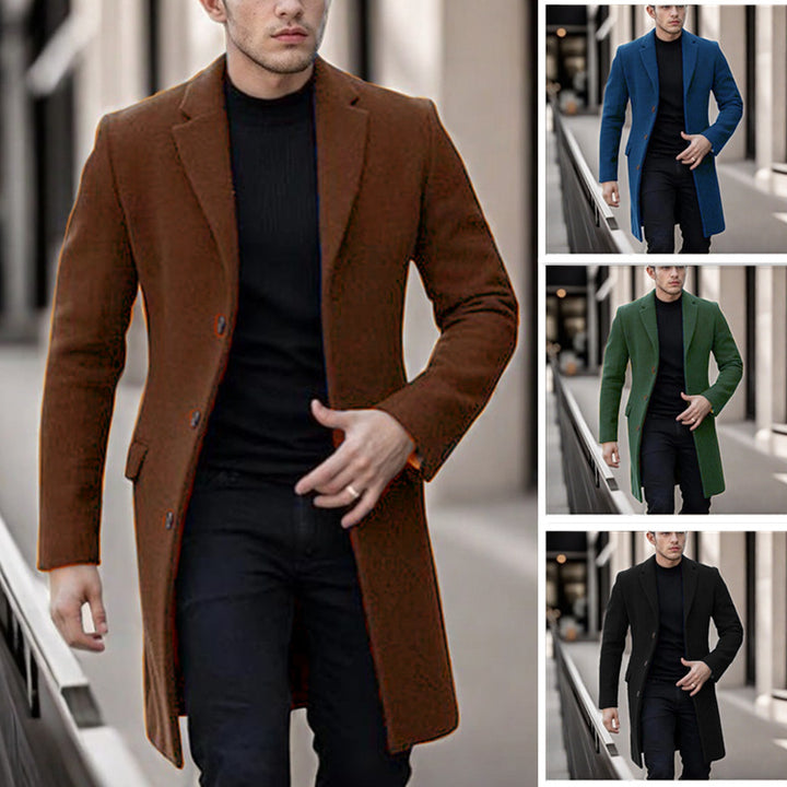 Herren eleganter Wollmantel mit schmalem Schnitt Drune
