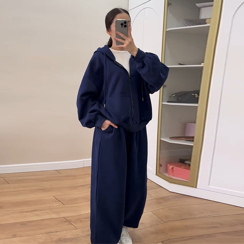 Damen lässiger Hoodie- und Jogginghose-Anzug Drune