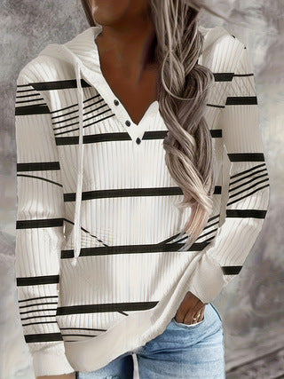 Damen modischer Kapuzenpullover mit maritimem Grafikdesign Drune