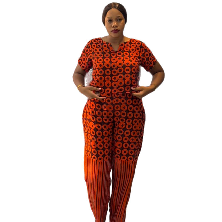 Damen modisches Lounge-Set mit stylischem Muster und elastischem Bund Drune