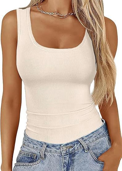 Damen figurbetontes Ripptop mit breiten Trägern und angenehmem Abschluss Drune