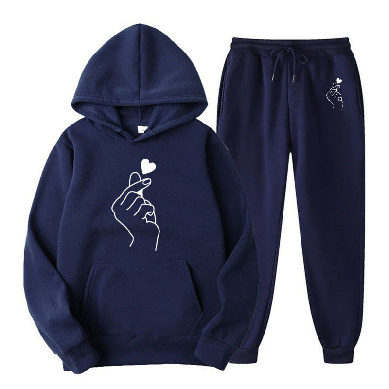 Damen Jogginganzug mit kreativem Herzmotiv und bequemer Passform Drune