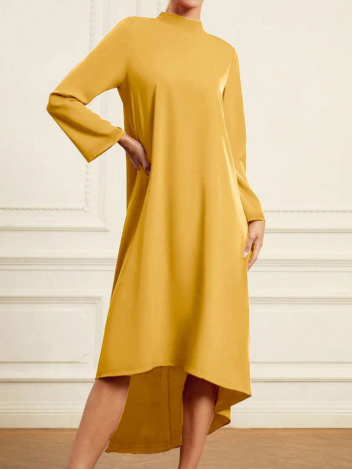 Damen Maxikleid mit asymmetrischem Schnitt und hohem Kragen Drune