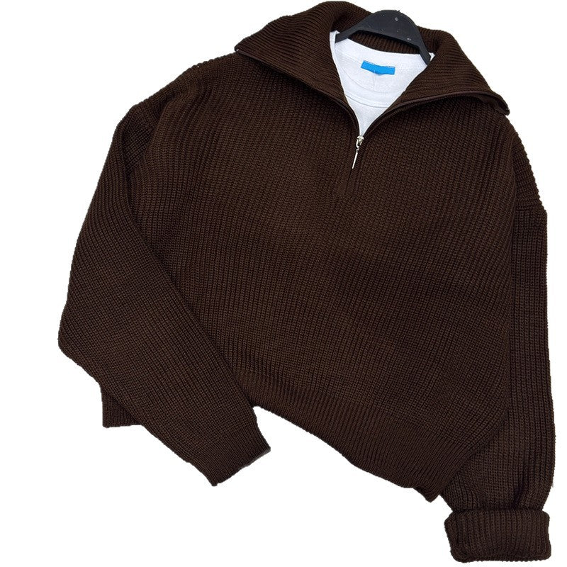 Damen Strickpullover mit hohem Kragen und Reißverschluss Drune